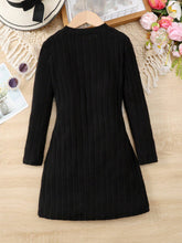 1pc Girls' Solid Color Bodycon Dress, Suitable For 4-7 Years Old, Autumn/Winter